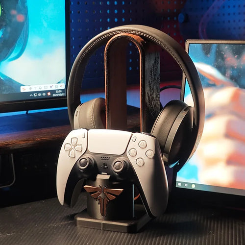Soporte Auriculares y Mando – Zelda & PS5 Gaming Logo Escritorio
