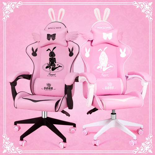 Silla Gaming Rosa Kawaii – Estilo Cartoon con Reposapiés Opcional