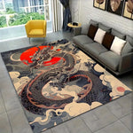Alfombra Dragón Ukiyo-e Japonés – Franela Antideslizante para Salón y Dormitorio 1
