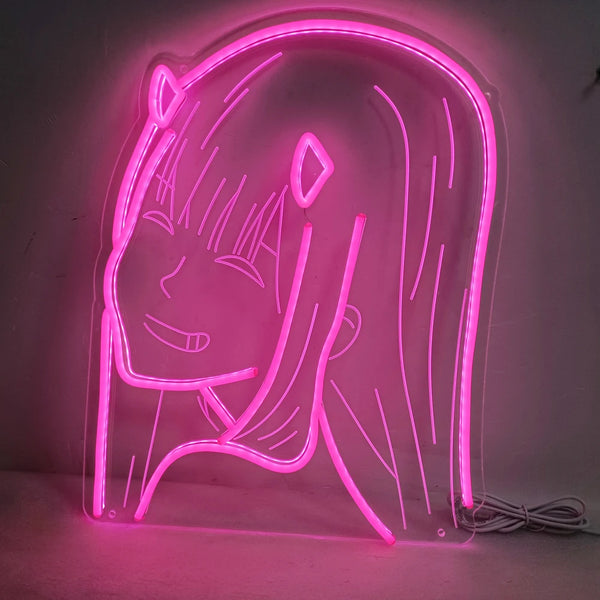 Neón LED Zero Two – Darling in the FranXX | Luz Rosa Kawaii para Habitación