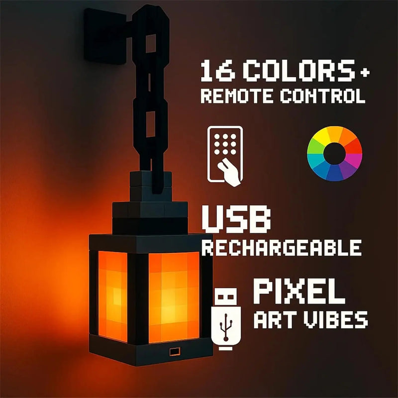 Linterna Pixel Style – Lámpara de Mesa 16 Colores con Mando a Distancia
