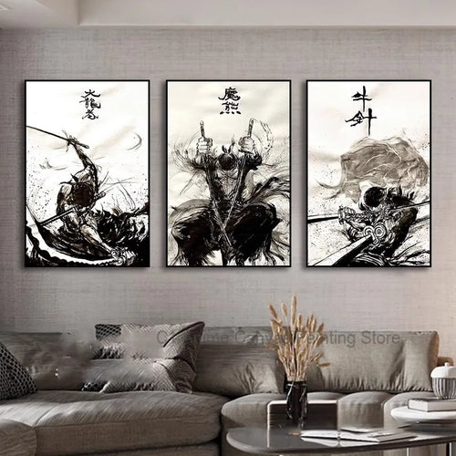 Canvas One Piece King Solon mural anime para dormitorio y salón, vista lateral